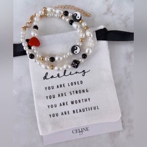 CELINE13 Women’s‎ Lock Charm Layered Necklace Stainless Steel Pouch Included